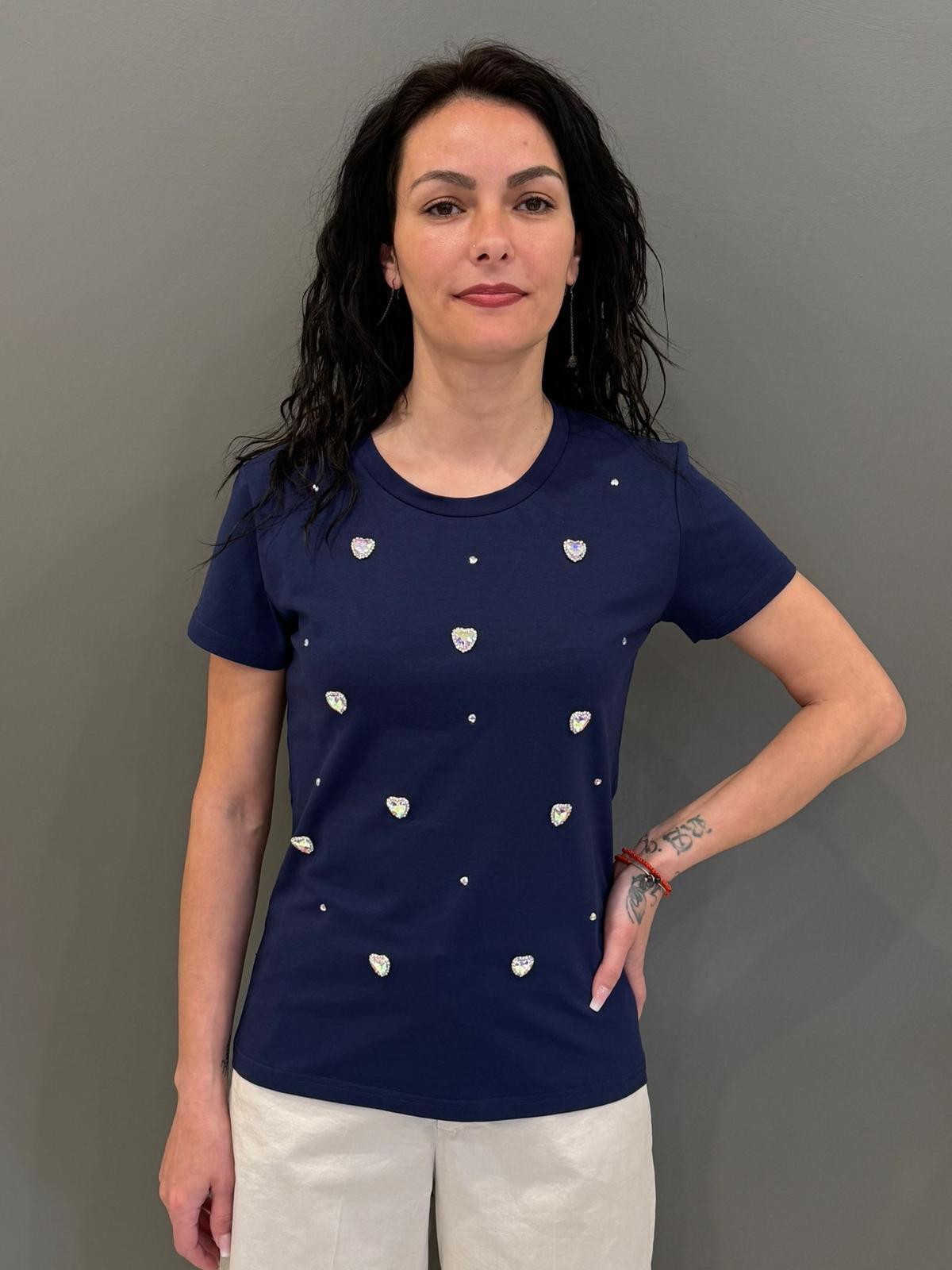 t-shirt applicaz.gioiello 30100V1 BL CRISTINA GAVIOLI 