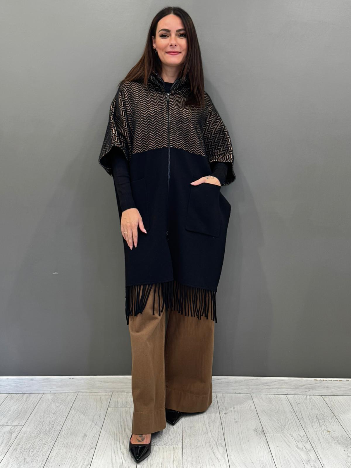 Mantella frange maglia e tessuto LODOLITE 116 REALI 