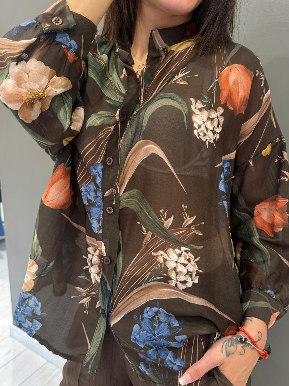 Camicia stampa fiori in mussola CC361-25 FI REALI 