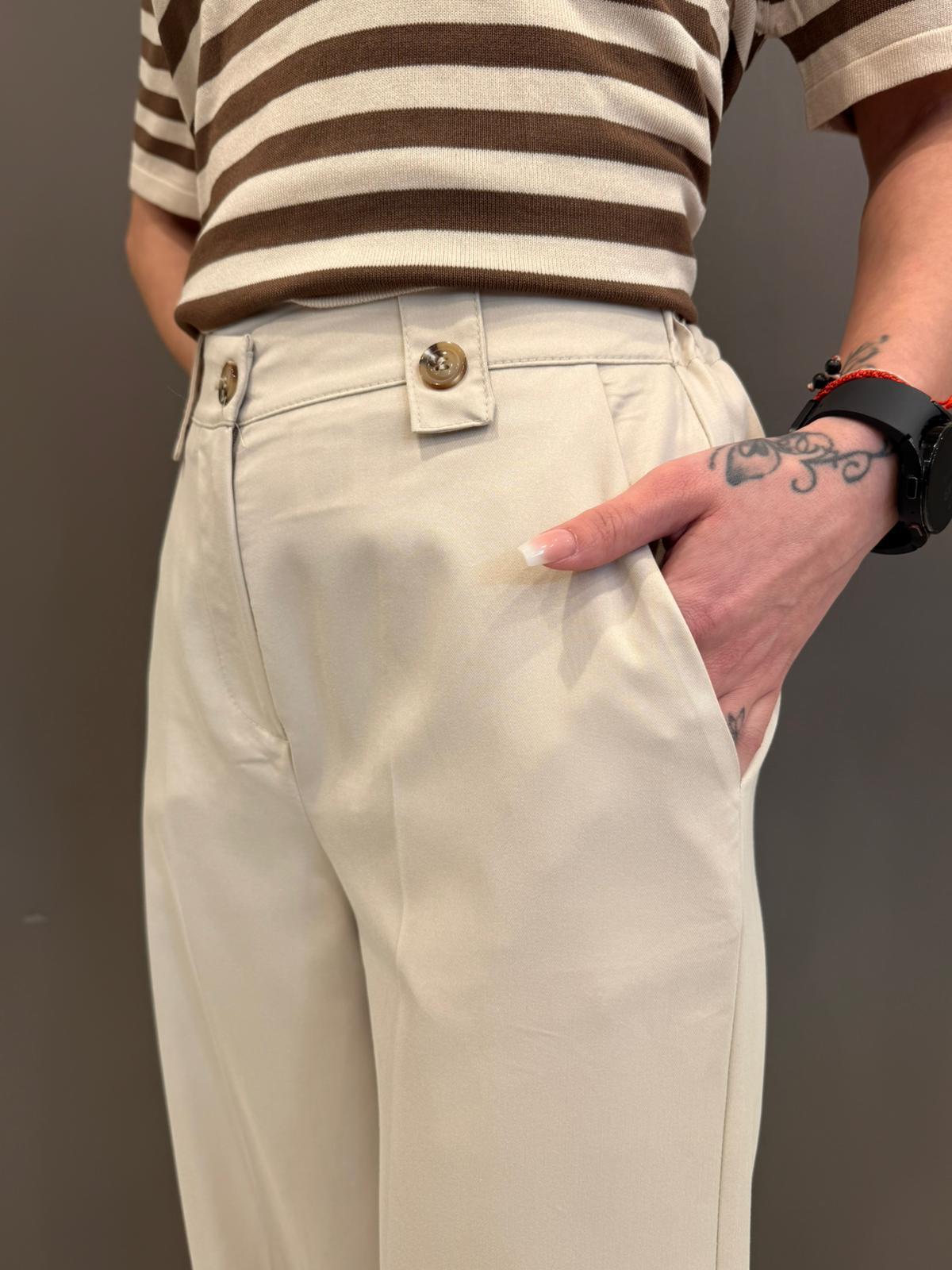 Pantaloni wide leg P1508 BU REALI 