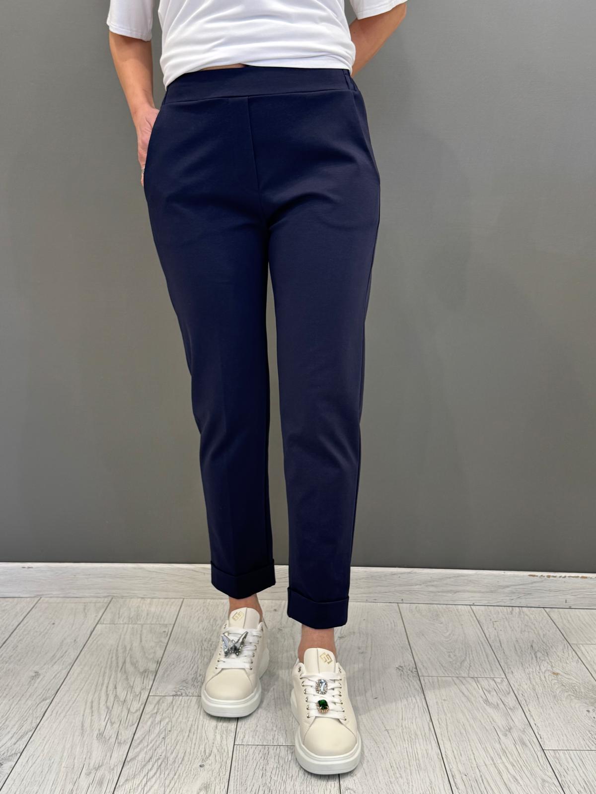 Pantaloni jersey fitted con risvolta