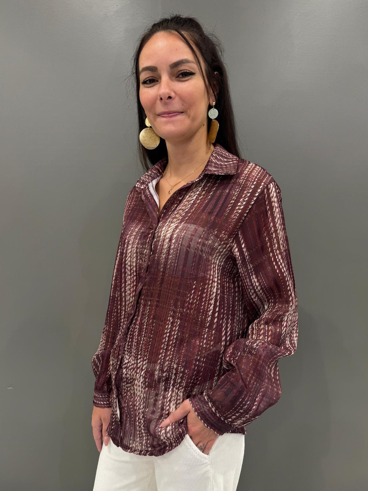 Camicia donna con lurex fantasia 3957-24 BO REBECCA 