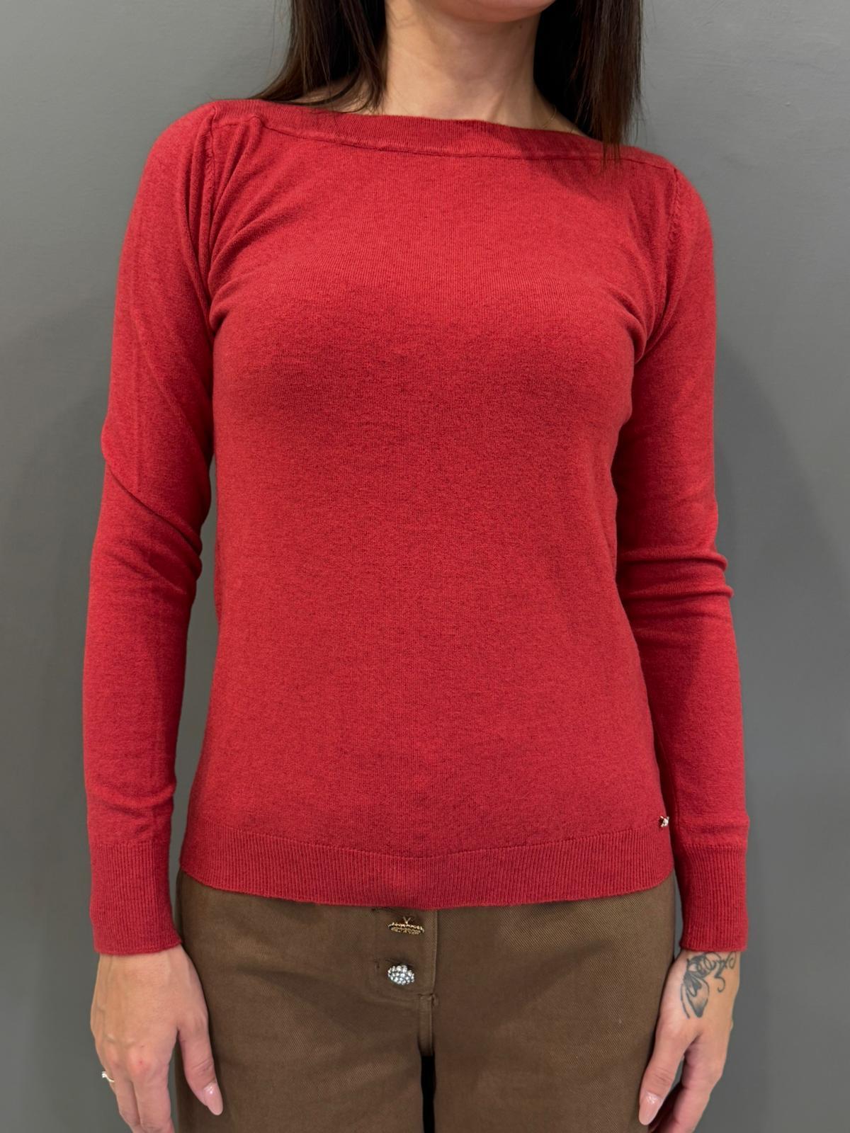 Maglia scollo a barca in viscosa e lana 20002 BL CRISTINA GAVIOLI 