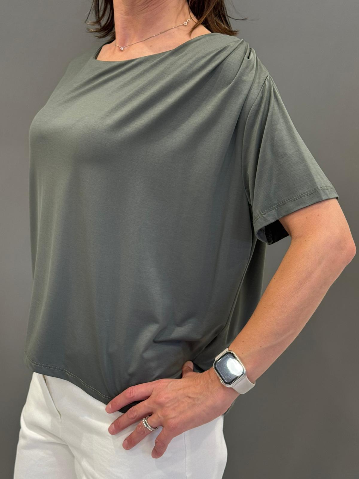 Casacca con drappeggio tessuto lyocel