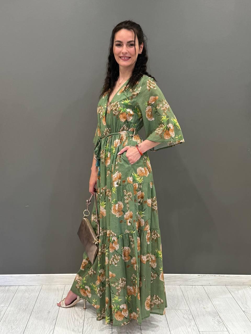 Abito lungo fantasia incrociato 25571 MI WU'SIDE 