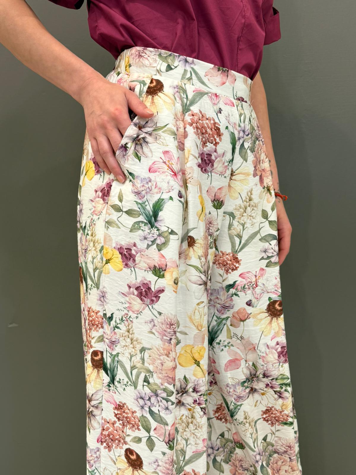 Pantaloni wide stampa floreale CIV23825 PA CRISTINA GAVIOLI 