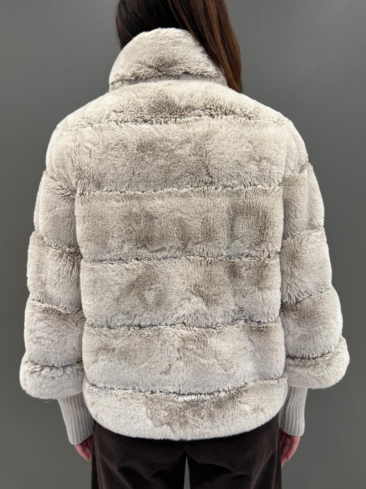 Giacca corta in pelliccia sintetica con manica in maglia staccabile FELINE BE REALI 