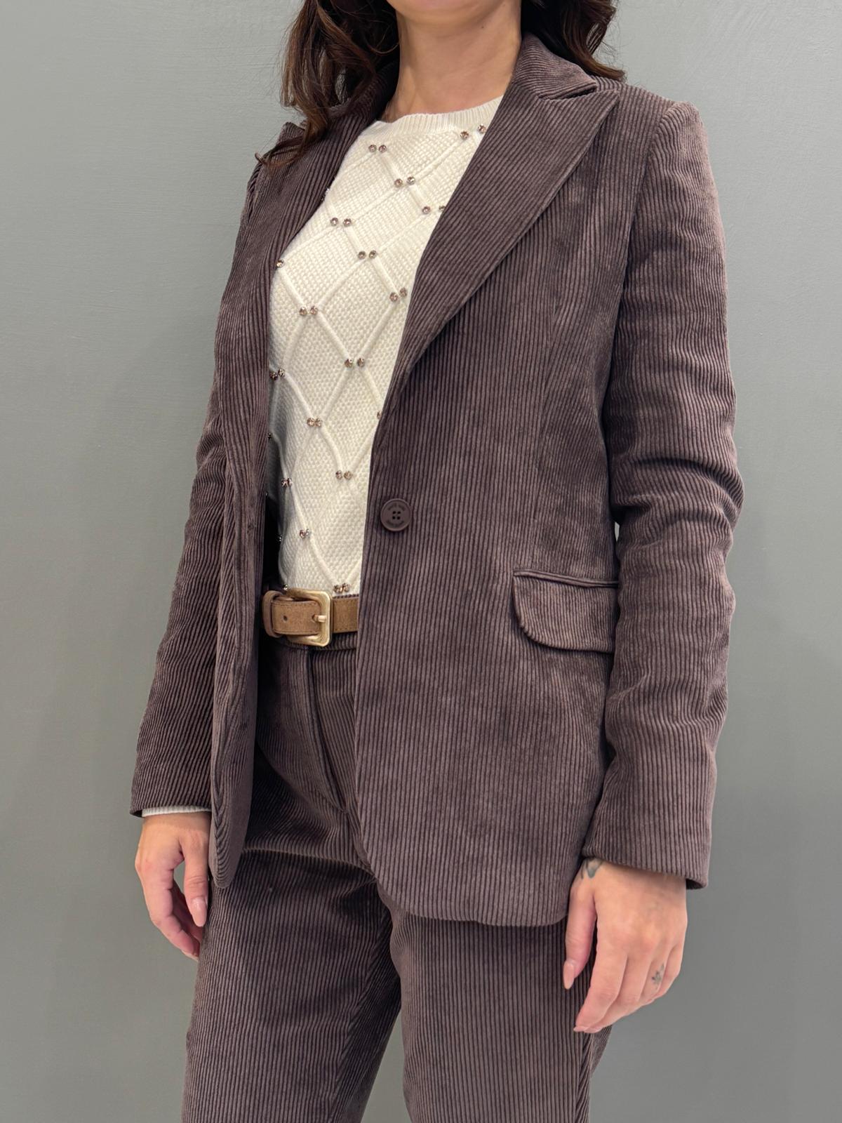 tailleur monopetto velluto a coste 20413 MO CRISTINA GAVIOLI 