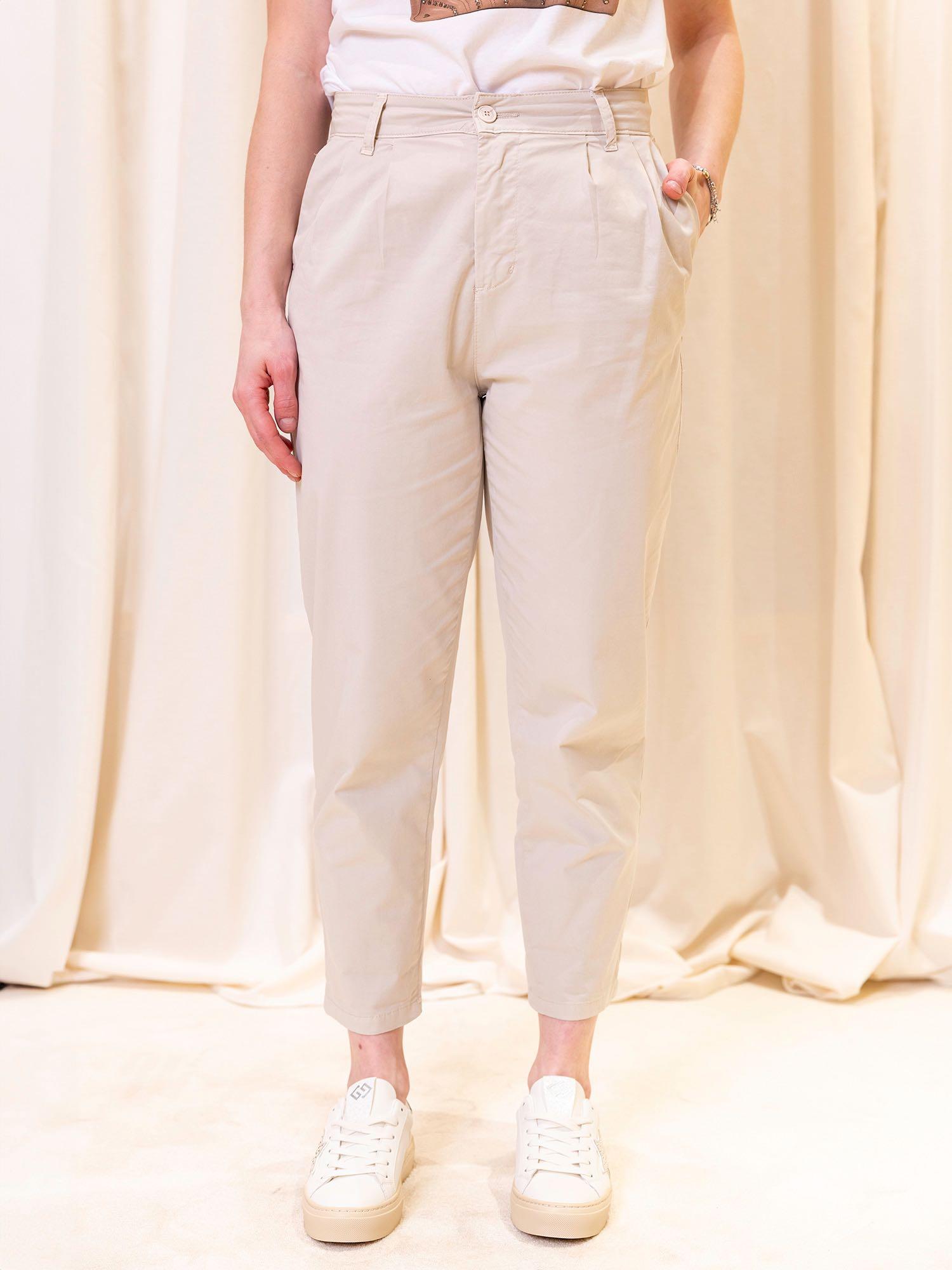Pantalone con pinces e risvolto 30511V3 SA WHITE WISE 