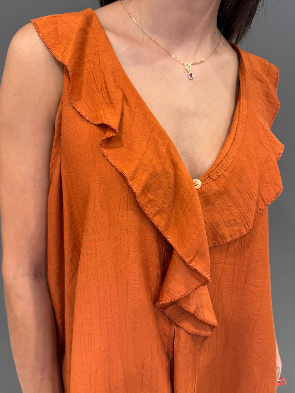 Top smanicato con volant frontale 19101-160 OR REBECCA 