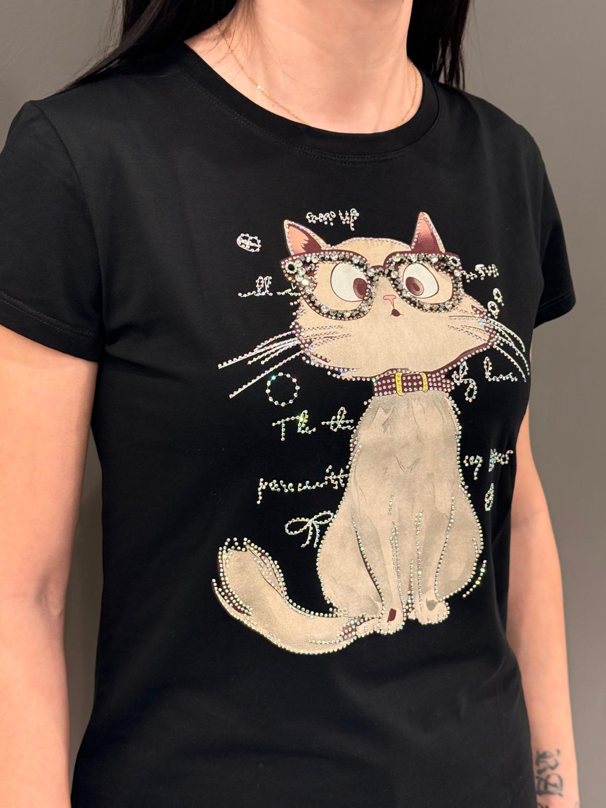 T-shirt stampa gatto MK236 NE REALI 