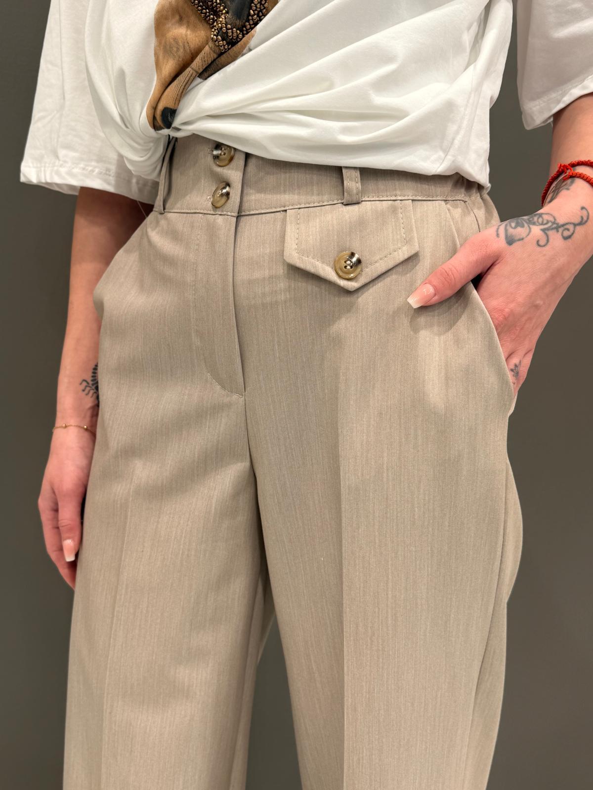 Pantalone con taschino wide leg P1512 TA REALI 