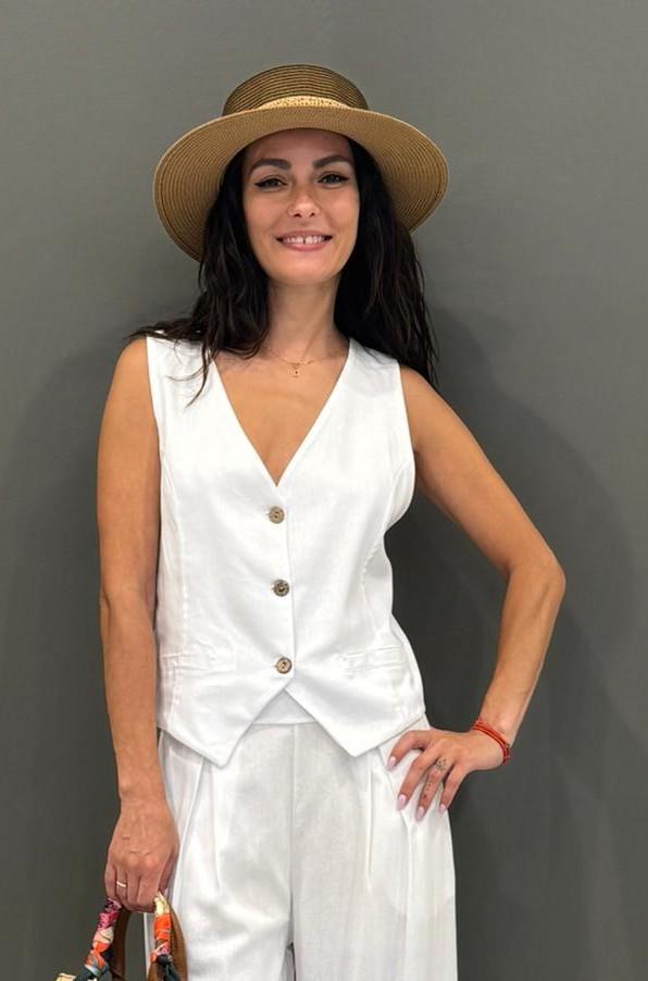 Gilet sartoriale in lino e viscosa