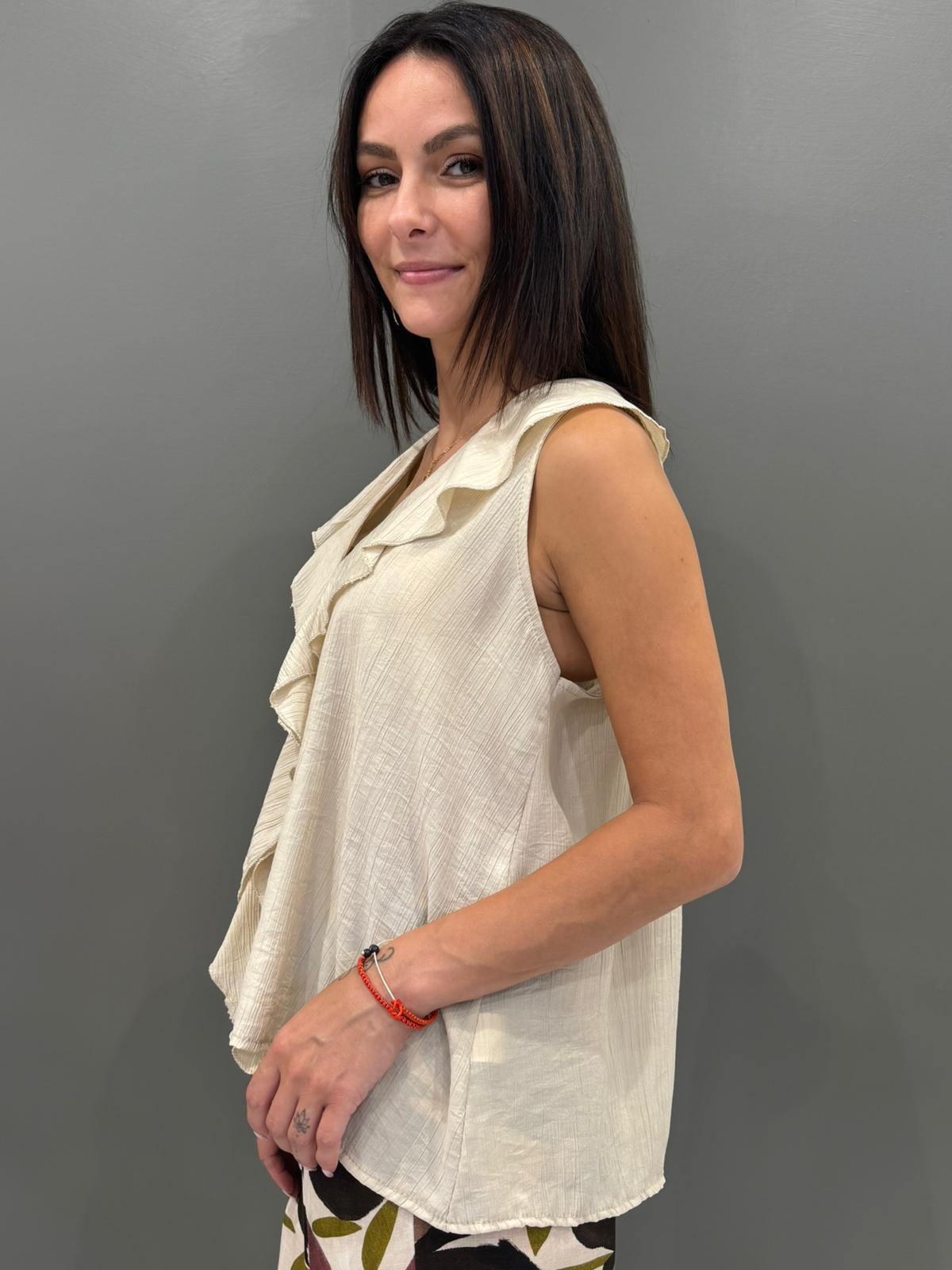 Top smanicato con volant frontale 19101-160 NO REBECCA 