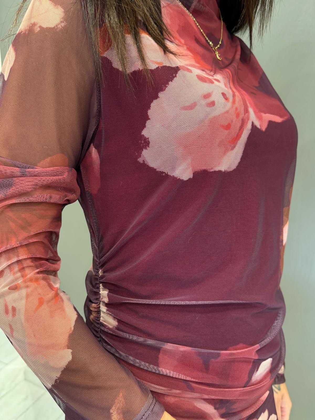 Abito lungo donna trasparente con fiori 19616FTULL BO CRISTINA GAVIOLI 