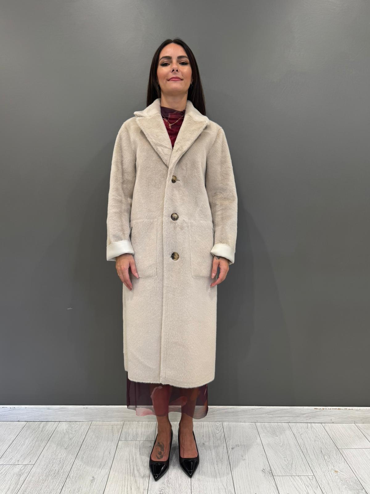 Cappotto lungo reversibile panna TATIANA BE REALI 