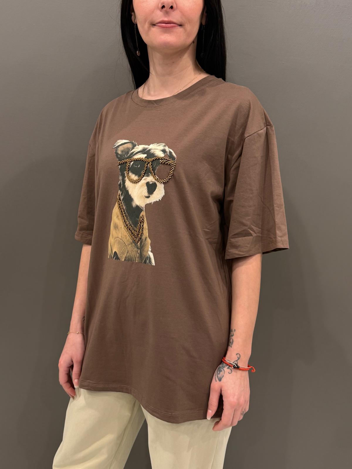 T-shirt stampa cane FX719 CO REALI 