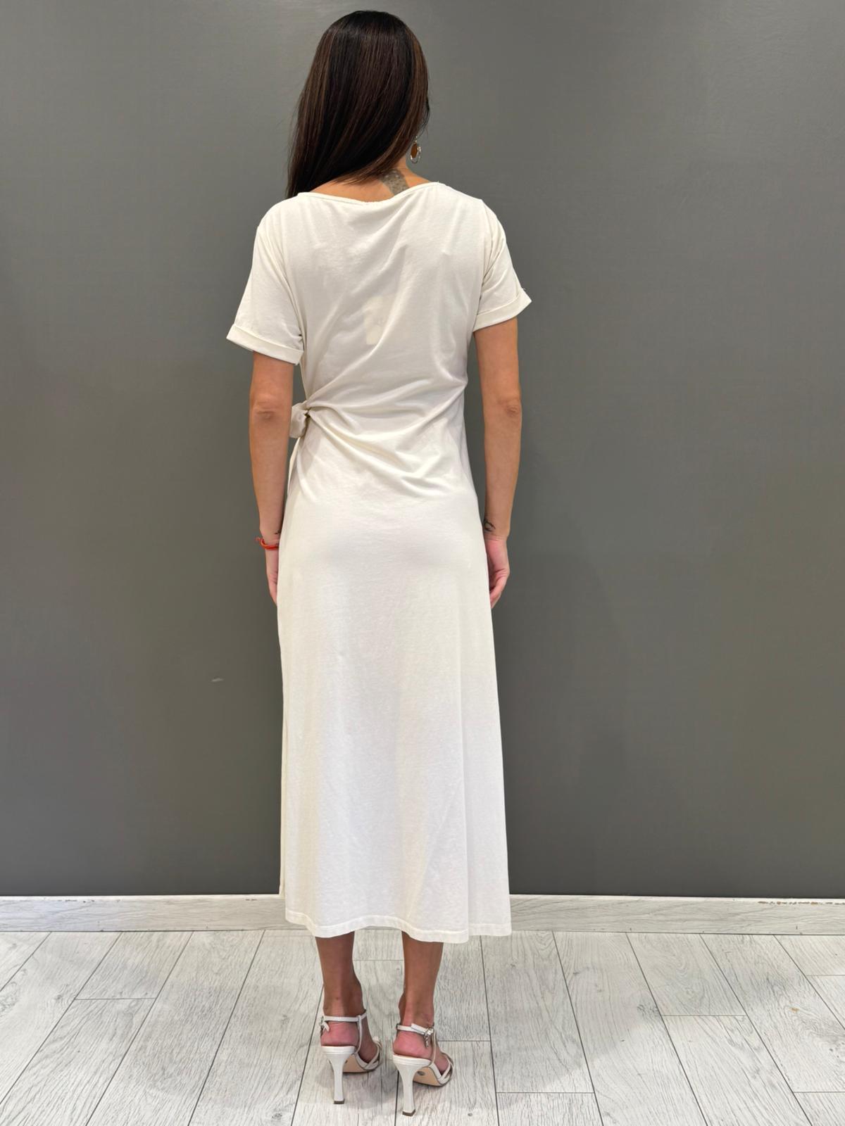 Abito lungo in 100% cotone con nodo in vita 23525JC PA REALI 