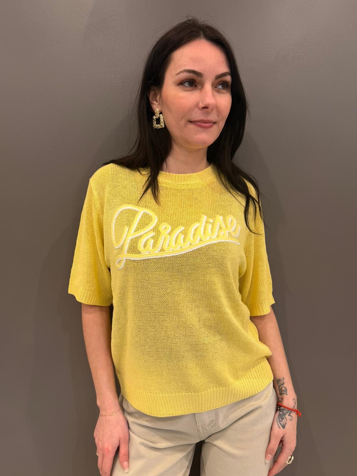 Maglia girocollo con stampa paradise VS087 BA REBECCA 
