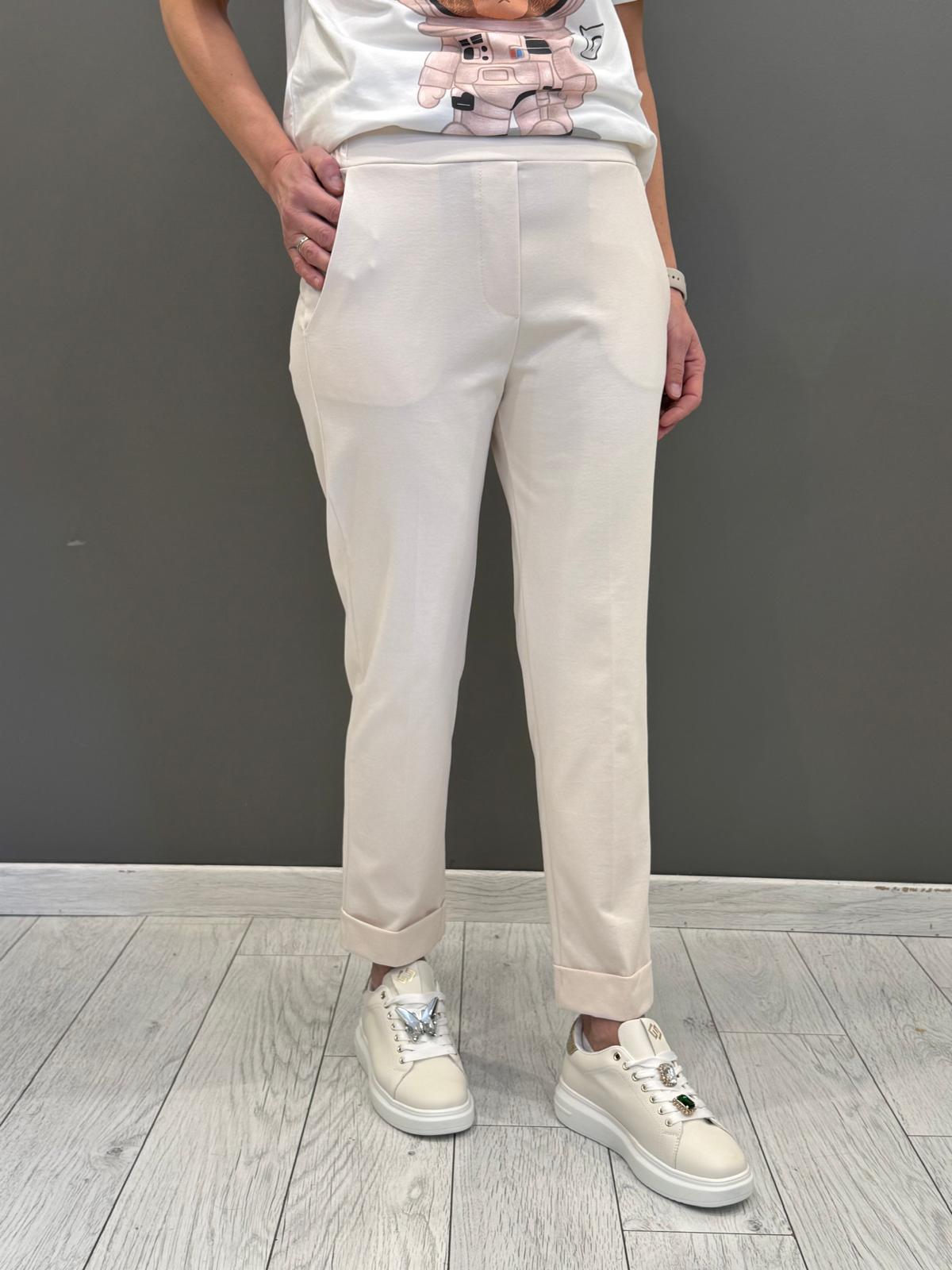 Pantaloni jersey fitted con risvolta