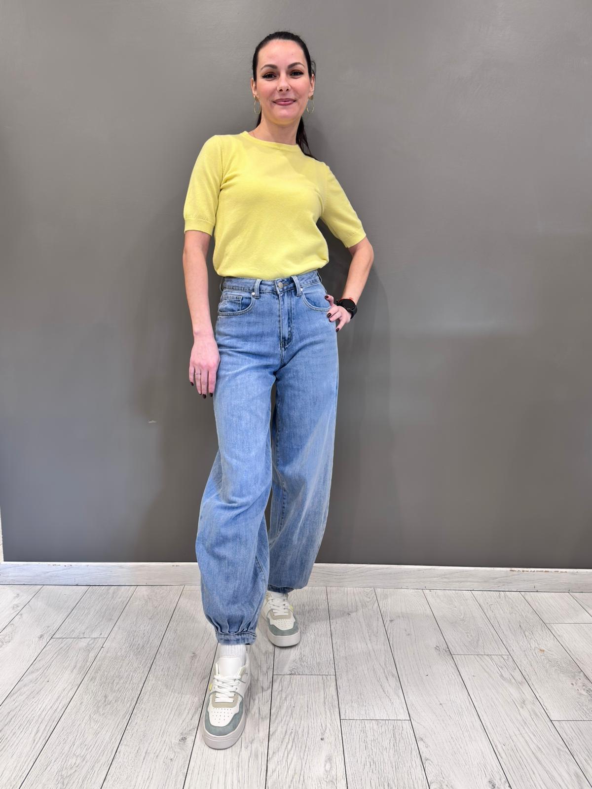 Pantalone denim ripreso al fondo HY5200 MED CRISTINA GAVIOLI 