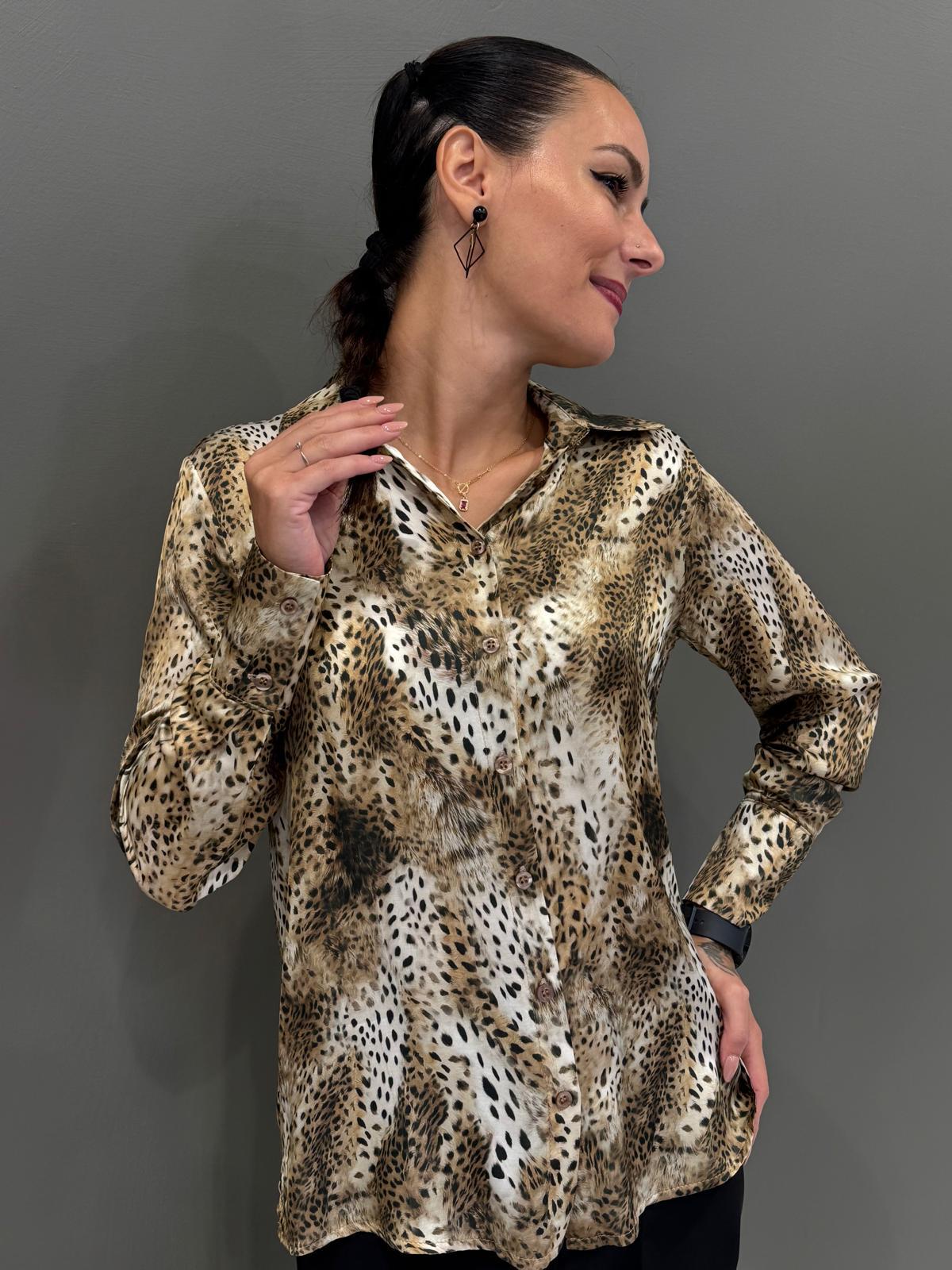 Camicia animalier viscosa HG154 NR CRISTINA GAVIOLI 