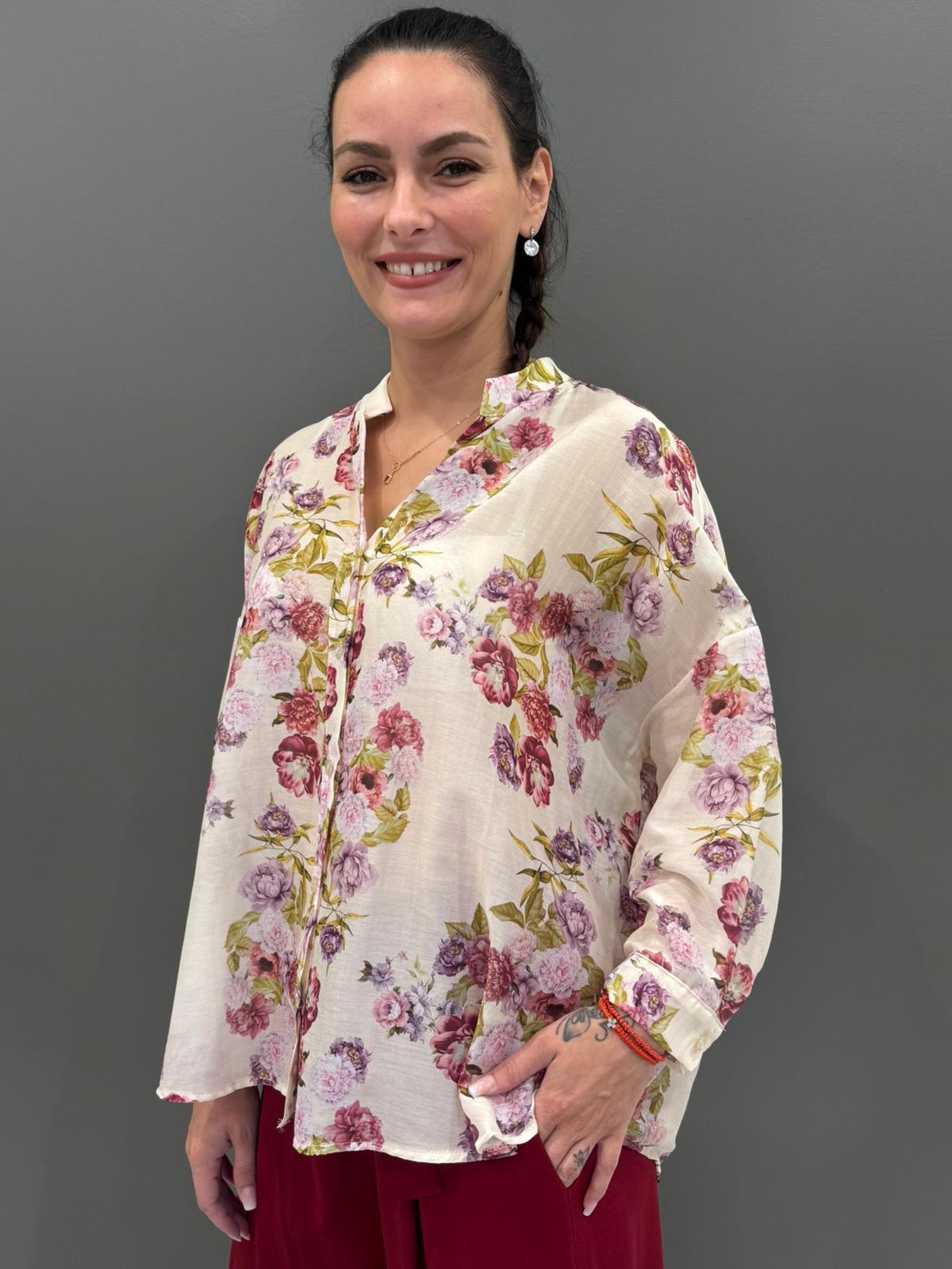 Camicia stampata in mussola CC361-25 BV REALI 
