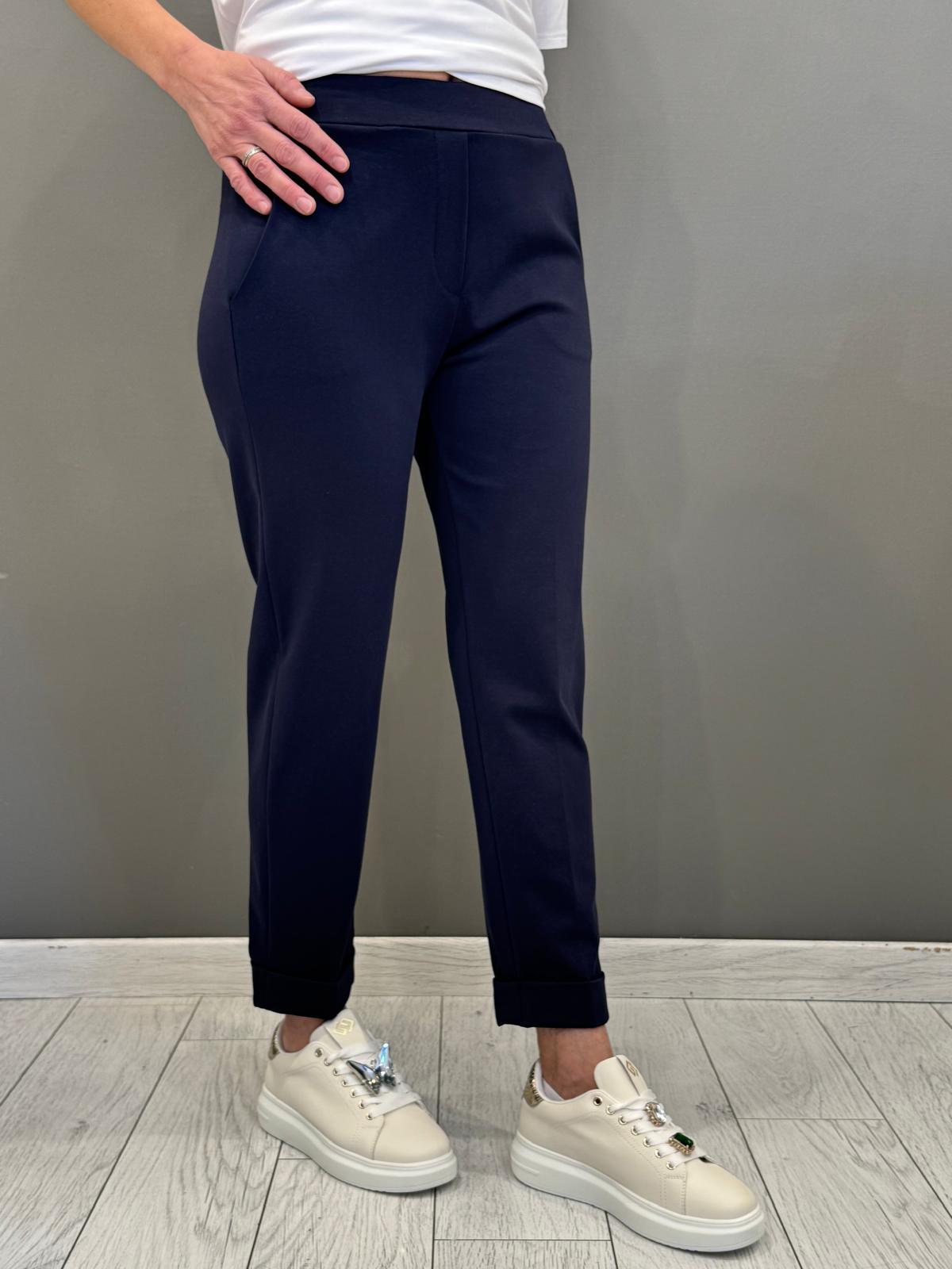 Pantaloni jersey fitted con risvolta