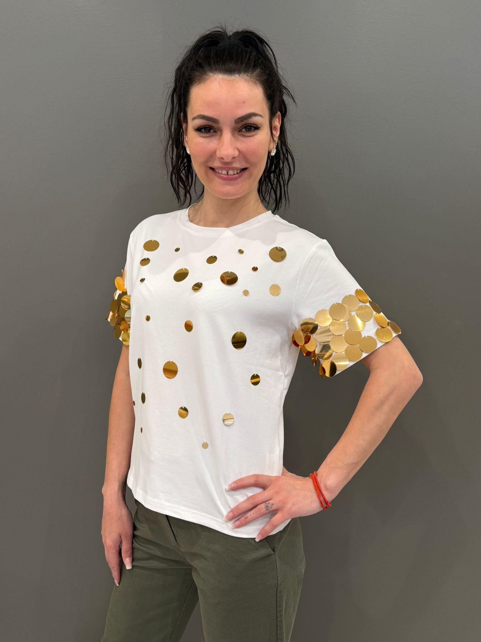 T-shirt macropaillettes 30109 BIOR CRISTINA GAVIOLI 