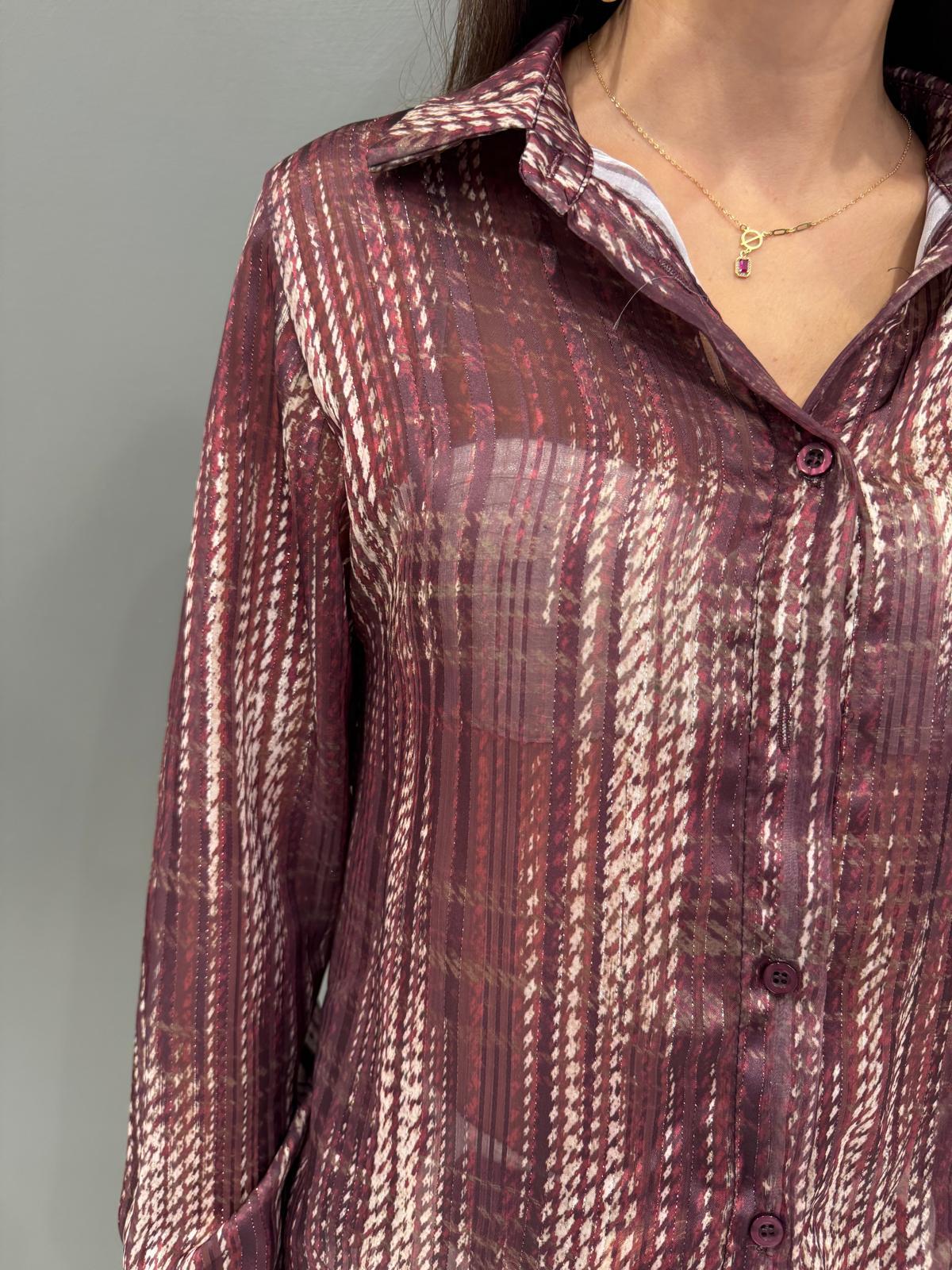Camicia donna con lurex fantasia 3957-24 BO REBECCA 