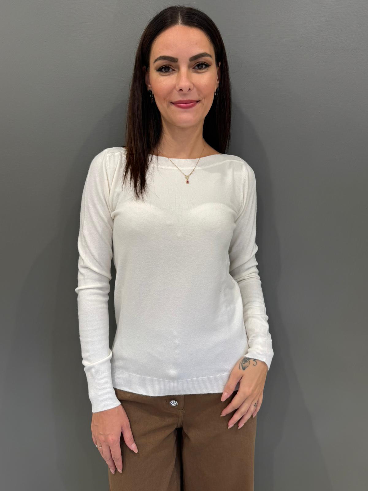 Maglia scollo a barca in viscosa e lana 20002 PA CRISTINA GAVIOLI 