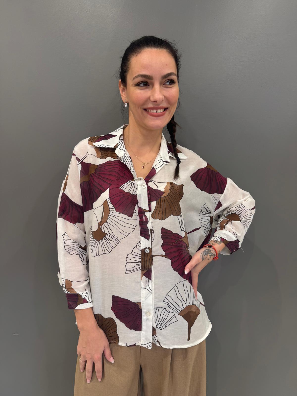 Camicia stampatai in mussola CC361-25 BU REALI 