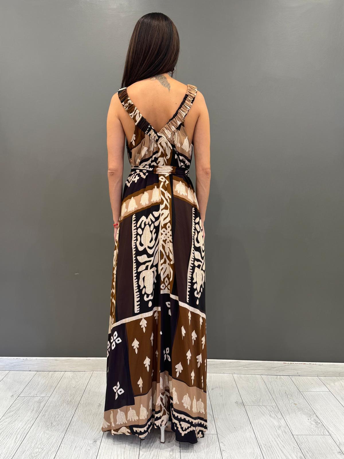 Abito lungo fantasia etnica  100% viscosa CA24-215F MO REALI 