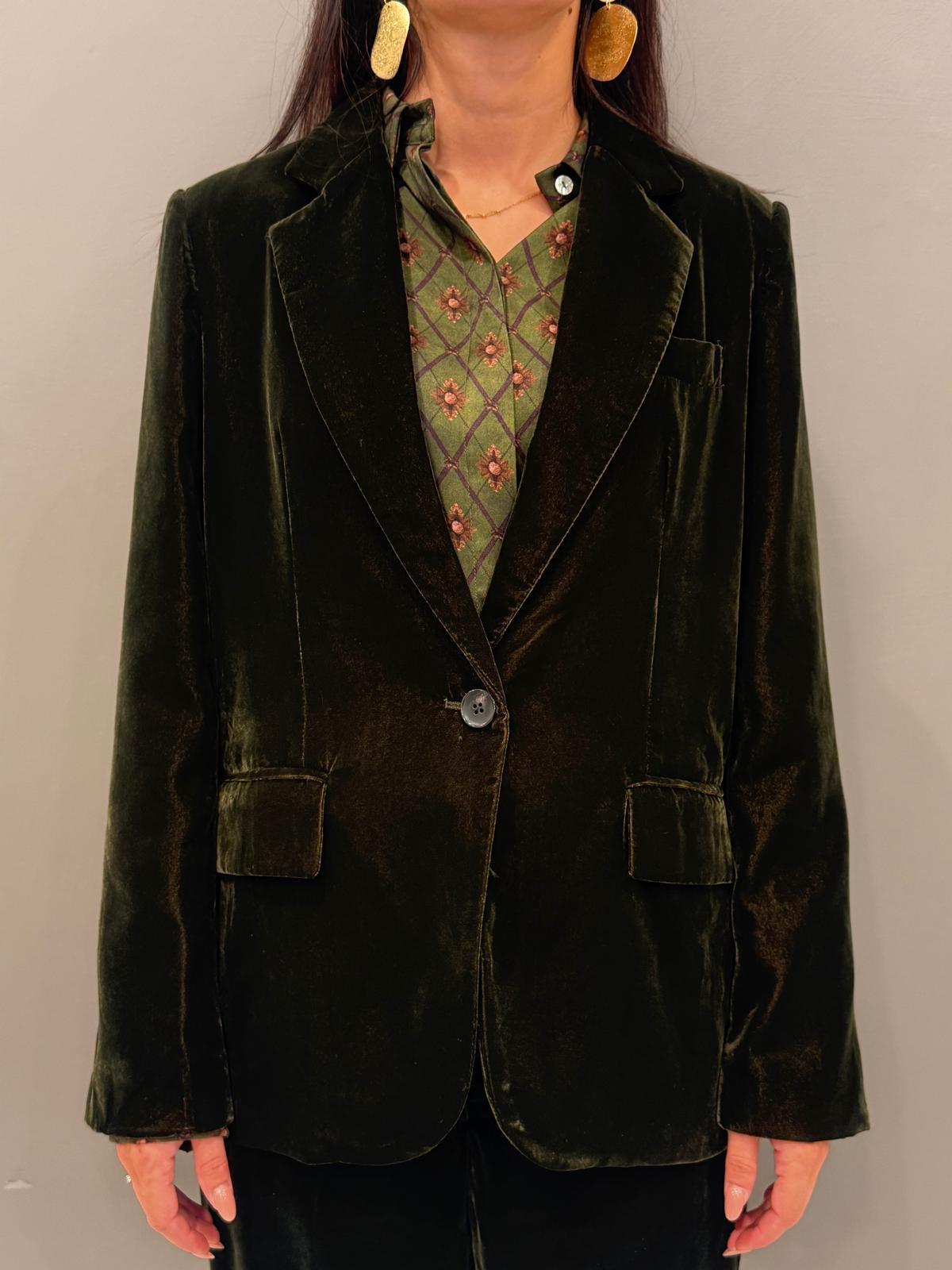 Blazer in velluto verde 25578 V4 WU'SIDE 