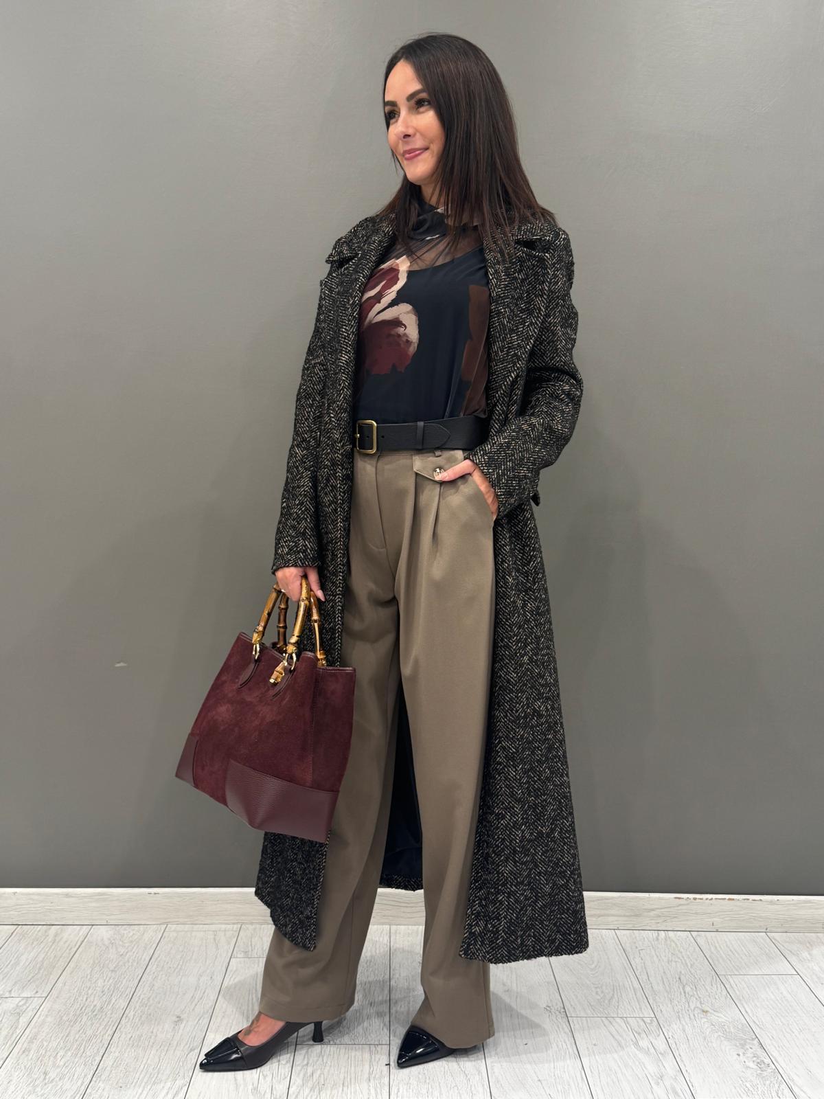 Cappotto lungo spigato 20475 U CRISTINA GAVIOLI 