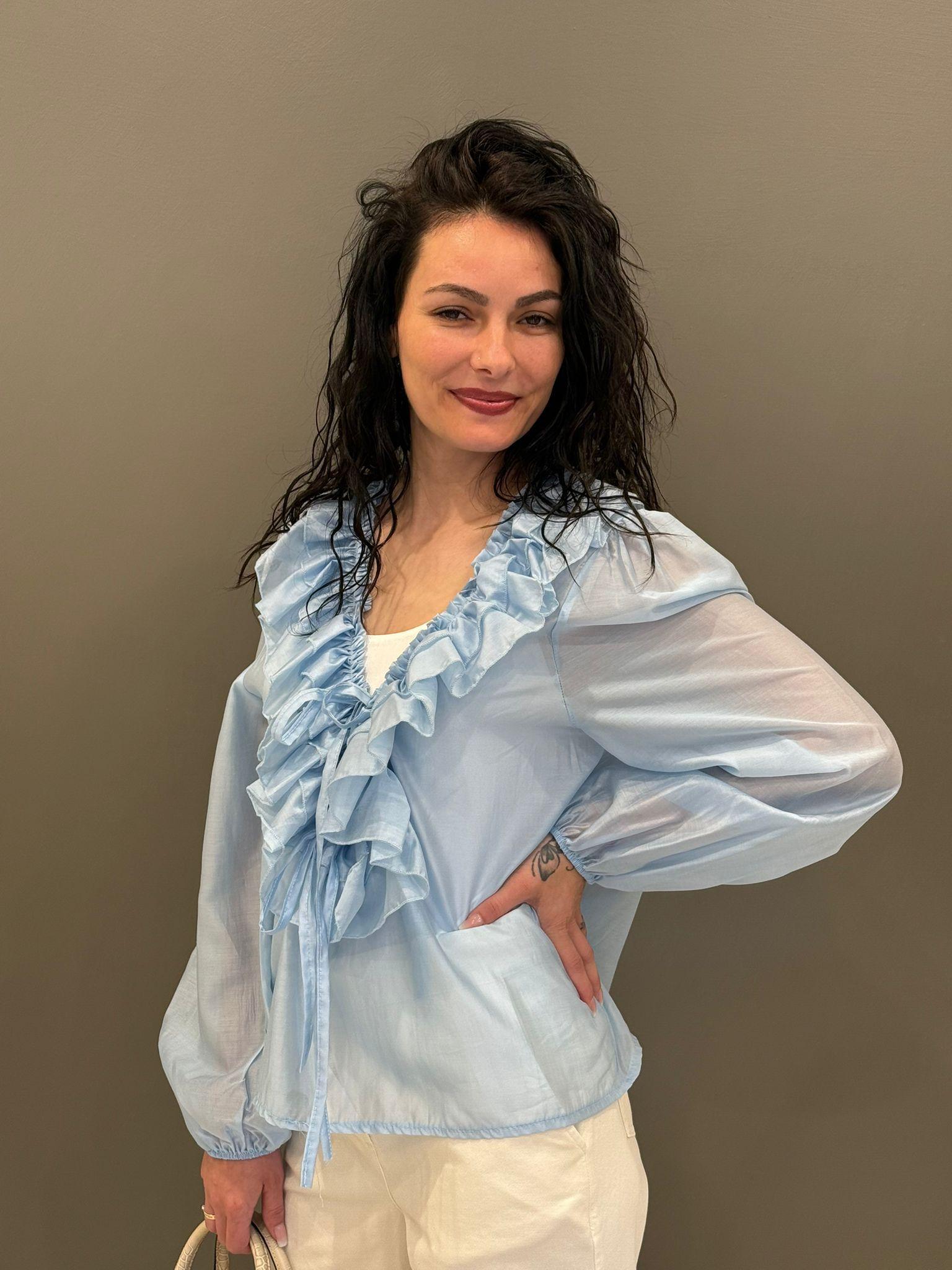 camicia organza con rouches