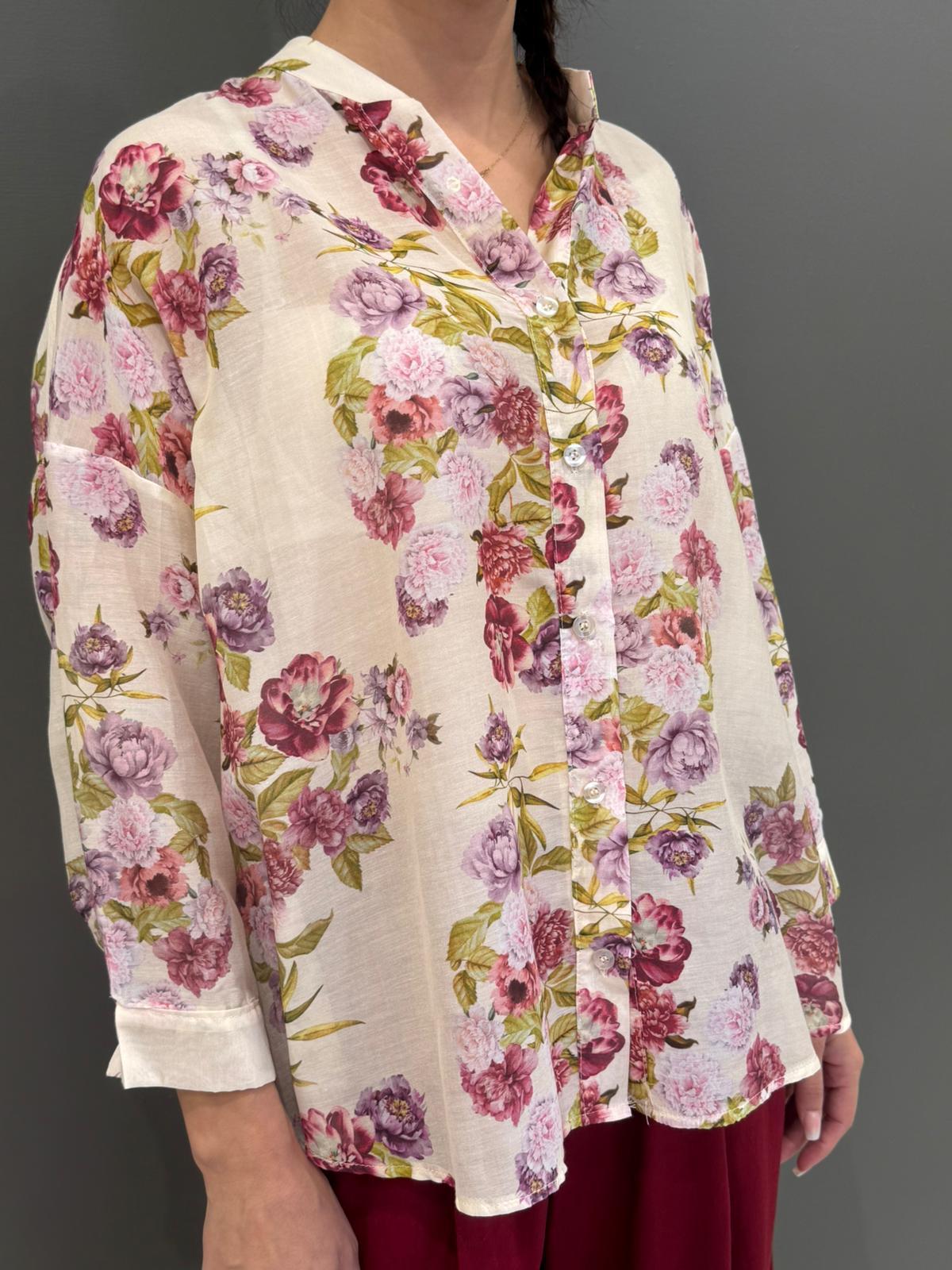Camicia stampata in mussola CC361-25 BV REALI 