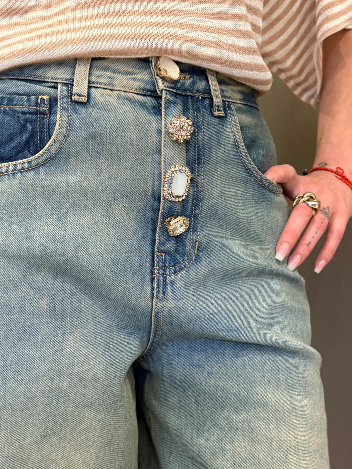 pantaloni jeans bottone gioiello JEC0271 U CRISTINA GAVIOLI 
