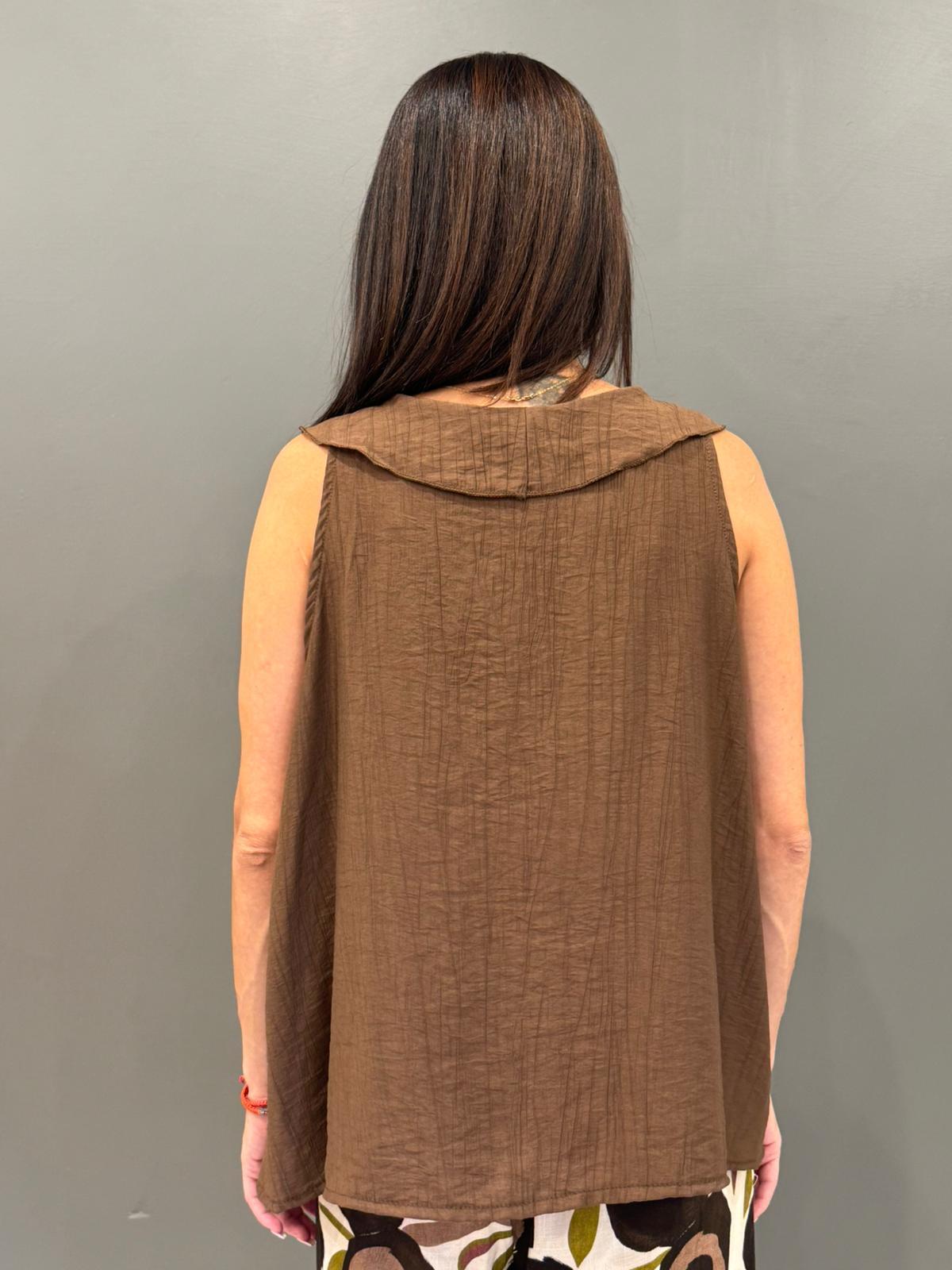 Top smanicato con volant frontale 19101-160 TA REBECCA 