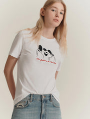 T-shirt con stampa e ricamo