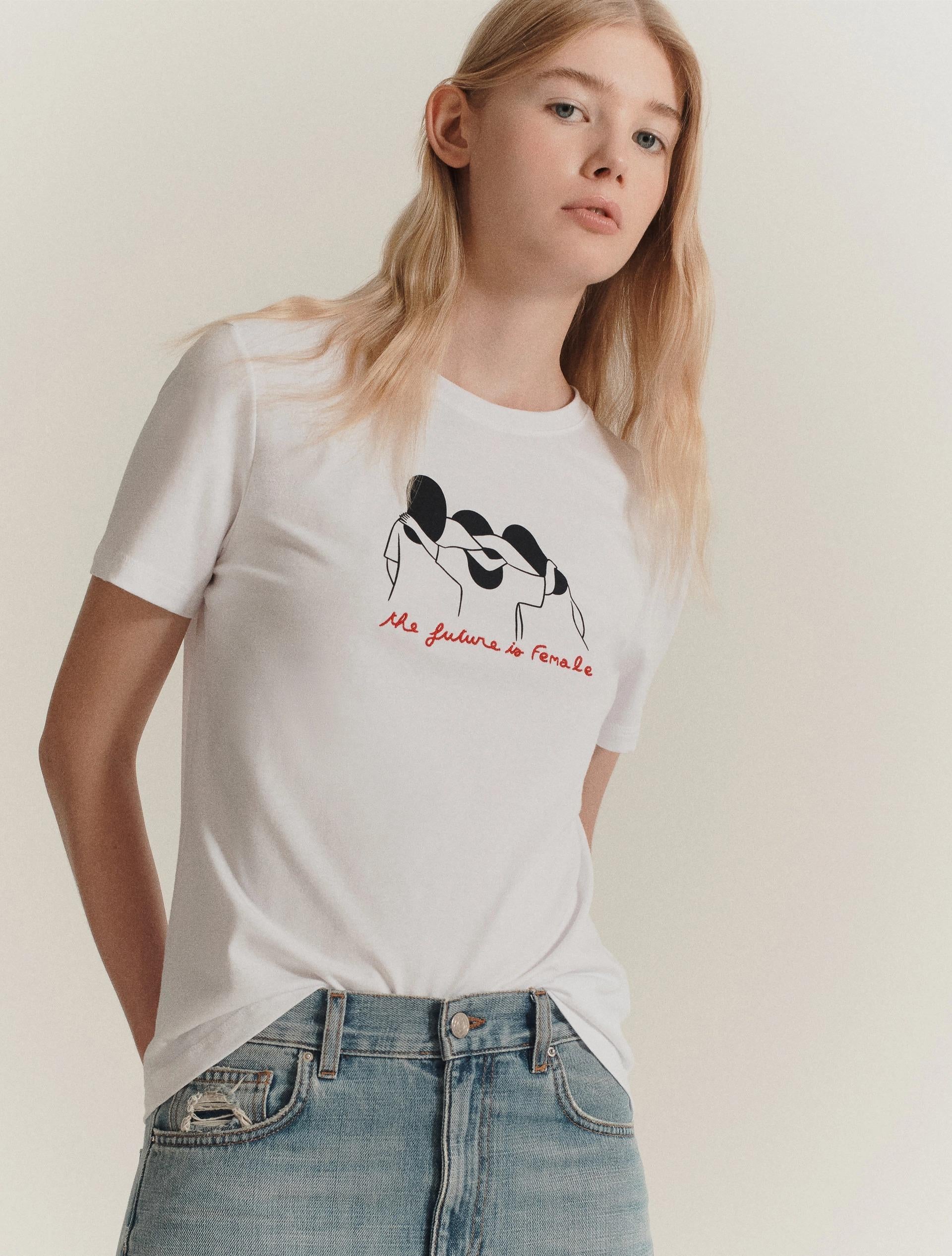 T-shirt con stampa e ricamo