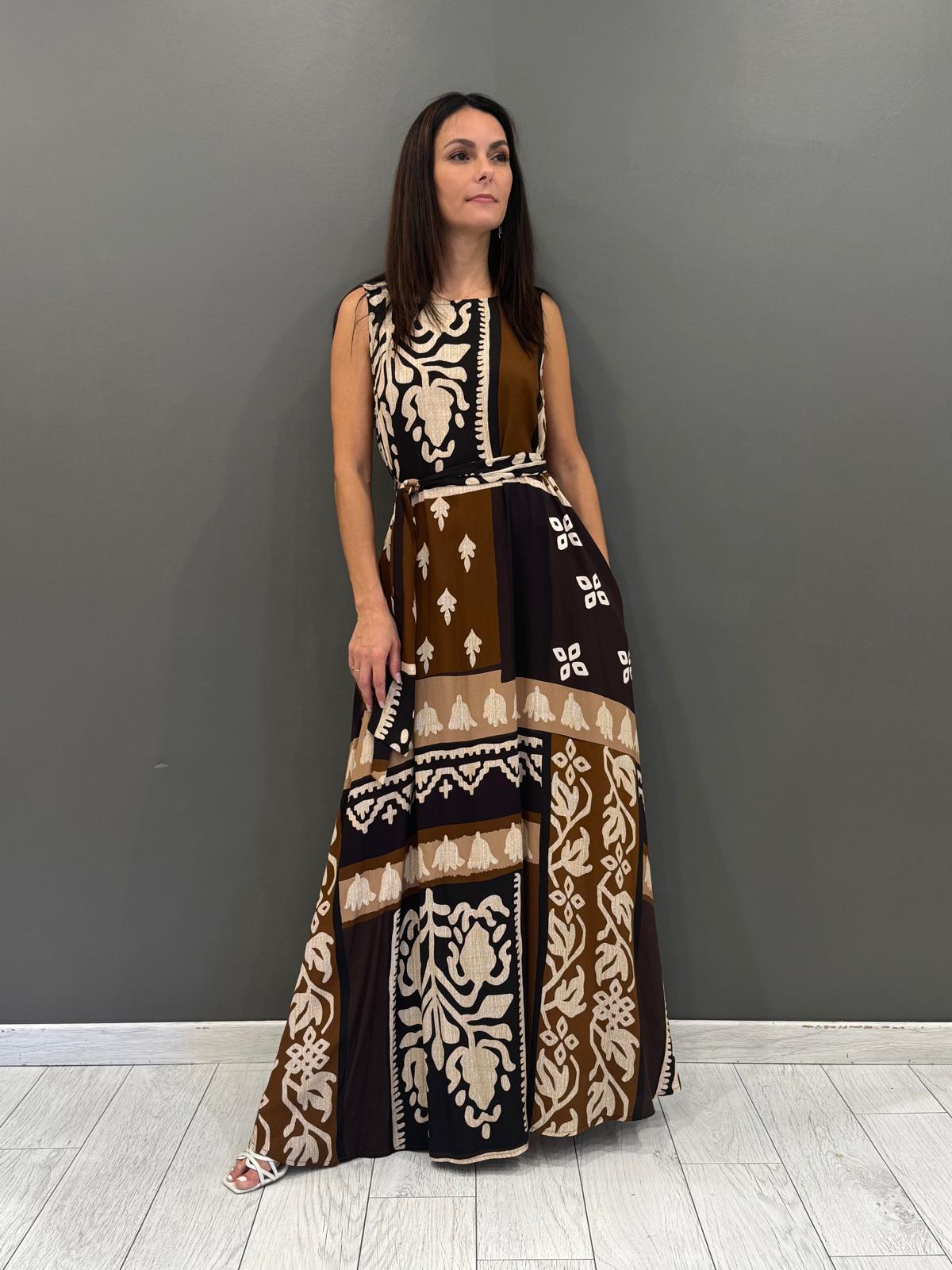 Abito lungo fantasia etnica  100% viscosa CA24-215F MO REALI 